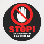 Stop Handen van waarschuwing rode zwarte douanenaa Labels (Design 1)