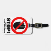 Stop Hands-off waarschuwing genaamd bagagelabel (Voorkant horizontaal)