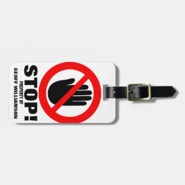 Stop Hands-off waarschuwing genaamd bagagelabel