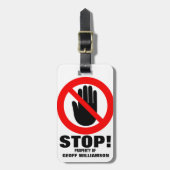Stop Hands-off waarschuwing genaamd bagagelabel (Voorkant verticaal)