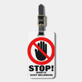 Stop Hands-off waarschuwing genaamd bagagelabel