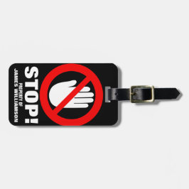 Stop Hands-off waarschuwing genaamd bagagelabel