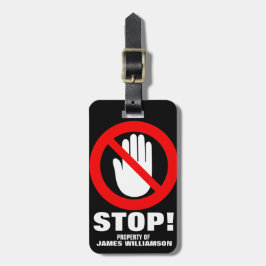 Stop Hands-off waarschuwing genaamd bagagelabel