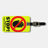 Stop Hands-off waarschuwing genaamd bagagelabel (Voorkant horizontaal)