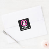 Stop Hands off waarschuwing roze aangepaste naam i Vierkante Sticker (Envelop)
