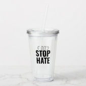 Stop Hate, zwart helder Acryl Drinkbeker (Achterkant)