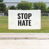 Stop Hate, zwart wit Spandoek (Insitu)
