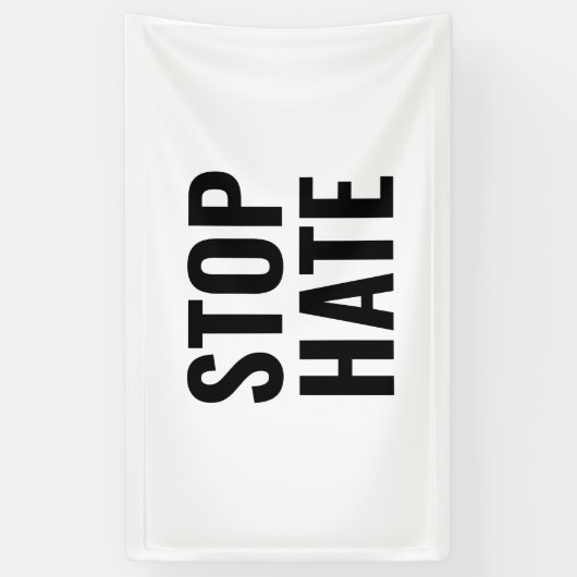 Stop Hate, zwart wit Spandoek (Verticaal)