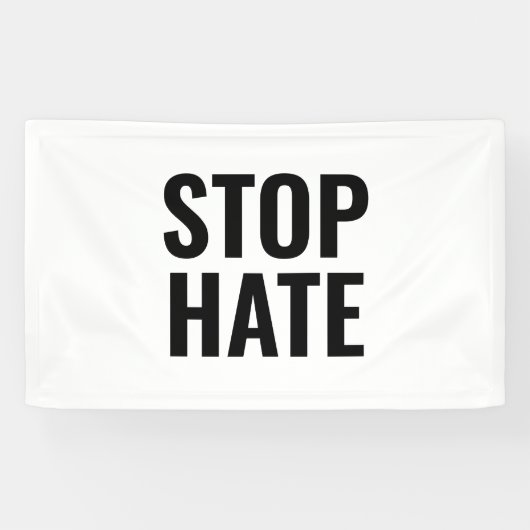 Stop Hate, zwart wit Spandoek (Horizontaal)
