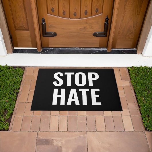 Stop Hate, zwart wit teken Deurmat (Buiten)
