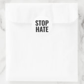 Stop Hate, zwarte witte minimalist Ronde Sticker (Tas)