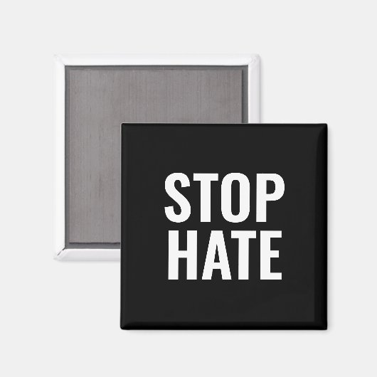 Stop Hate, zwarte witte minimalistische Magnet (Voorkant / Achterkant)