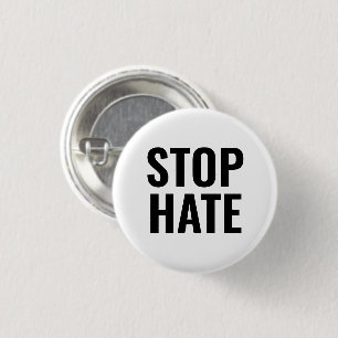 Stop Hate, zwarte witte speld Button