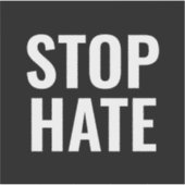Stop Hate, zwarte witte sticker (Voorkant)