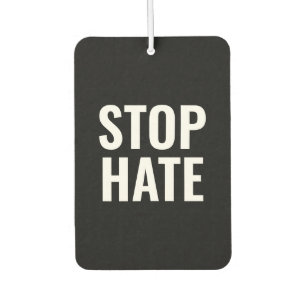 Stop Hate, zwarte witte tekenwagen Air Freshener Luchtverfrisser