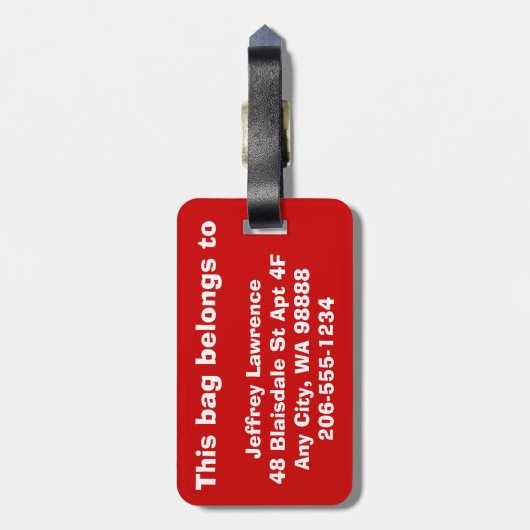 STOP heldere rode Bagagelabels (Achterkant verticaal)