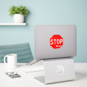 Stop hem sticker (Laptop op bureau)