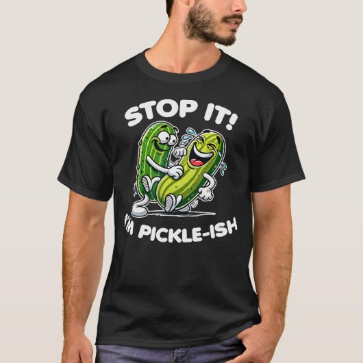 Stop Het Ben Ik Pickle-Ish Grappige Cartoon Kietel T-shirt (Voorkant)