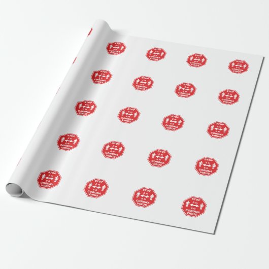 Stop het Corona-virus Houd uw afstand Cadeaupapier (Uitgerold)