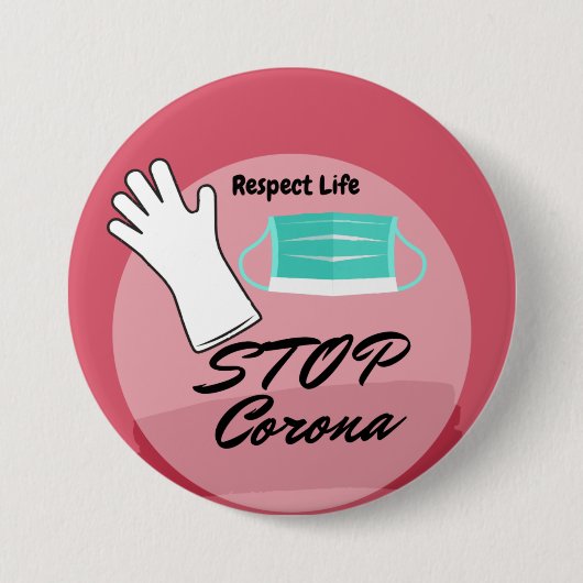 Stop het Corona-virus Ronde Button 7,6 Cm (Voorkant)