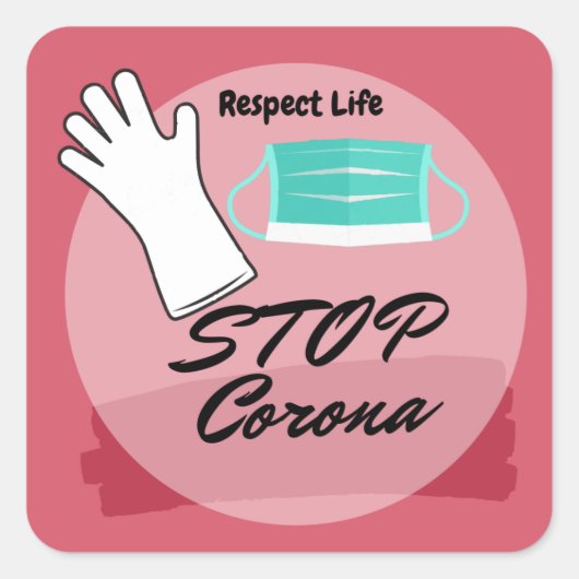 Stop het Corona-virus Vierkante Sticker (Voorkant)