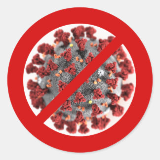 STOP HET CORONAVIRUS RONDE STICKER