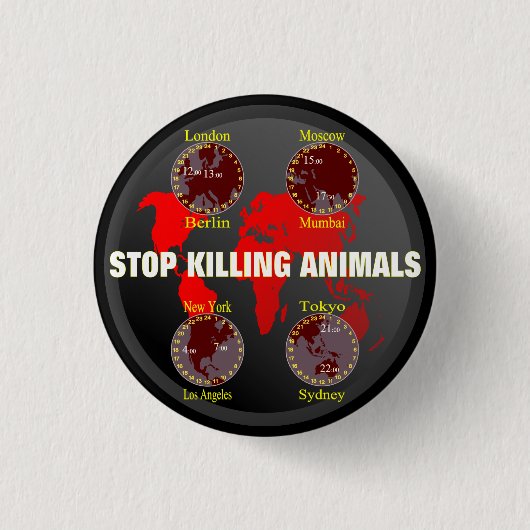 Stop het doden van dieren ronde button 3,2 cm (Voorkant)