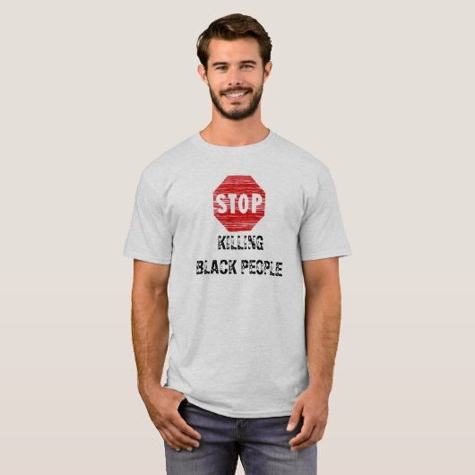 STOP HET DODEN VAN ZWARTE MENSEN STOP GEZIEN T-SHIRT (Voorkant volledig)