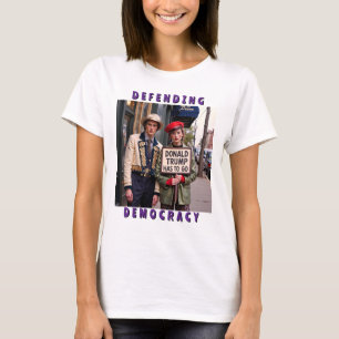 Stop het fascisme dat de democratie verdedigt t-shirt