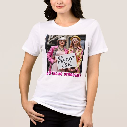 Stop het fascisme en verdedig de democratie Tri-Blend shirt (Voorkant)