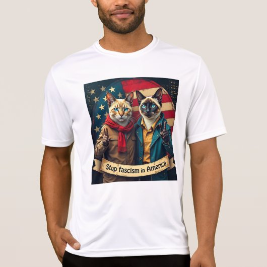 Stop het fascisme in Amerika Katten T-shirt (Voorkant)