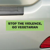 STOP HET GEWELD, GA VEGETARIAN BUMPERSTICKER (Op auto)