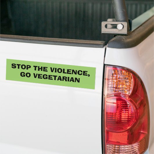STOP HET GEWELD, GA VEGETARIAN BUMPERSTICKER (Op Truck)