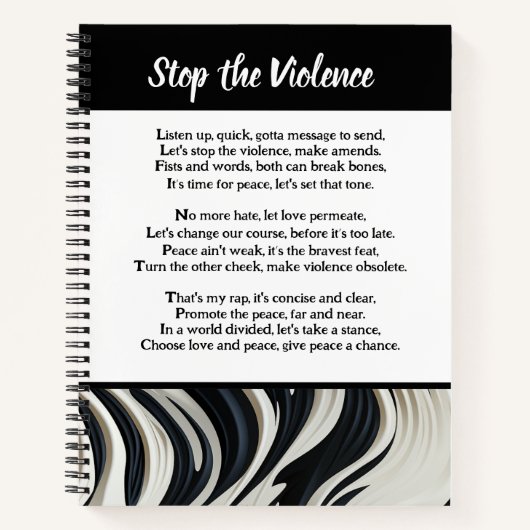 Stop het Geweld Gedicht Notitieboek (Voorkant)