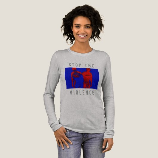 "Stop het geweld" Red Blue Black War Graphic Tri-Blend Shirt (Voorkant)