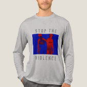 "Stop het geweld" Red Blue Black War Graphic Tri-Blend Shirt (Voorkant volledig)