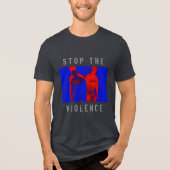 "Stop het geweld" Red Blue Black War Graphic Tri-Blend Shirt (Voorkant)