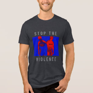 "Stop het geweld" Red Blue Black War Graphic Tri-Blend Shirt
