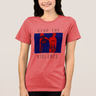 "Stop het geweld" Red Blue Black War Graphic Tri-Blend Shirt