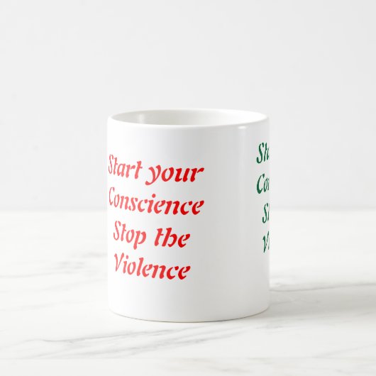 Stop het geweld tegen koffiemuizen koffiemok (Center)
