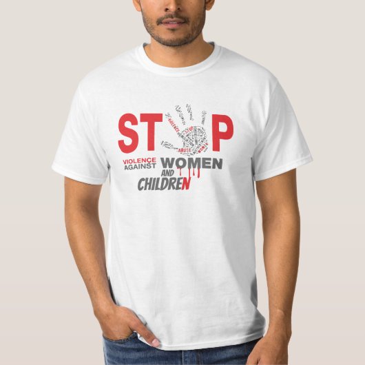 Stop het geweld tegen vrouwen en kinderen T-shirt; T-shirt (Voorkant)