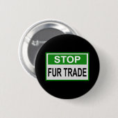 Stop het groene handelsteken van Fur Ronde Button 5,7 Cm (Voorkant /achterkant)