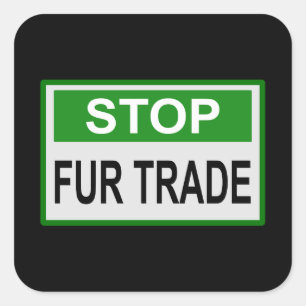 Stop het groene handelsteken van Fur Vierkante Sticker