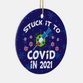 Stop het in Covid in 2021 keramisch Ornament (Rechts)