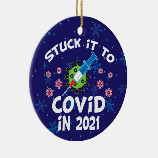 Stop het in Covid in 2021 keramisch Ornament (Rechts)