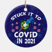 Stop het in Covid in 2021 keramisch Ornament (Achterkant)