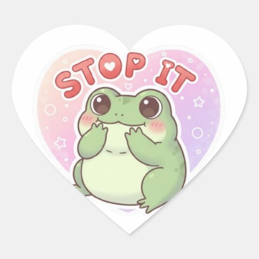 Stop Het Kikker Sticker Schattige Verlegen Blozend (Voorkant)