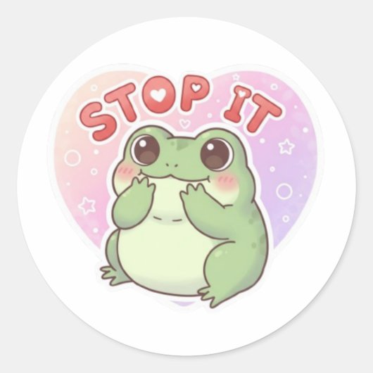 Stop Het Kikker Sticker Schattige Verlegen Blozend (Voorkant)