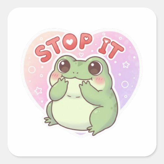 Stop Het Kikker Sticker Schattige Verlegen Blozend (Voorkant)