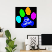 Stop het Poster Dierlijke wreedheid (zwart) (Thuiskantoor)